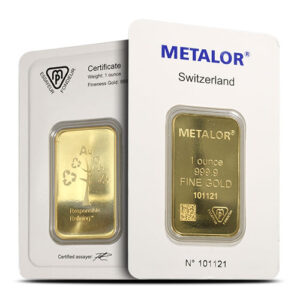 1 oz Metalor Gold Bar For Sale (New w/ Assay)