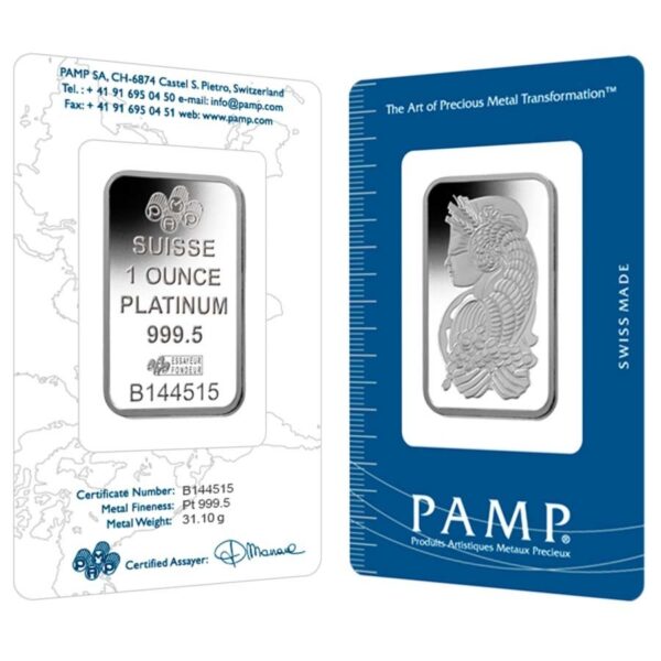 1 oz PAMP Suisse Fortuna Platinum Bar For Sale