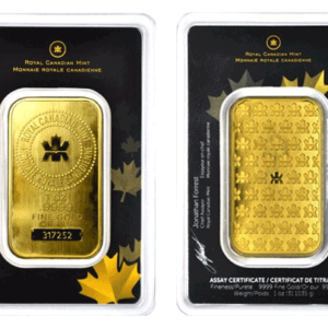 1 oz RCM Royal Canadian Mint Gold Bar (New w/ Assay)