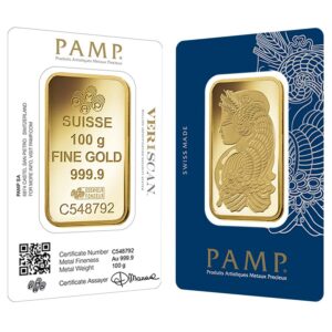 100 Gram PAMP Suisse Fortuna Veriscan Gold Bar (New w/ Assay)