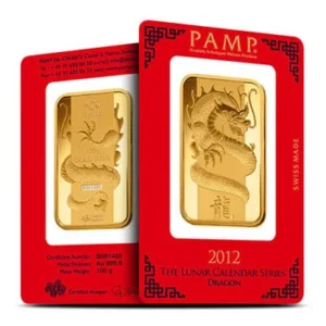 100 Gram PAMP Suisse Lunar Dragon Gold Bar (New w/ Assay)