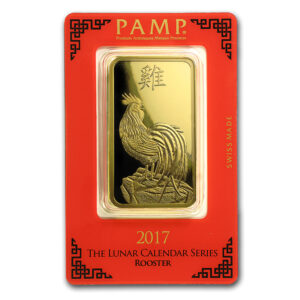 100 Gram PAMP Suisse Lunar Rooster Gold Bar (New w/ Assay)