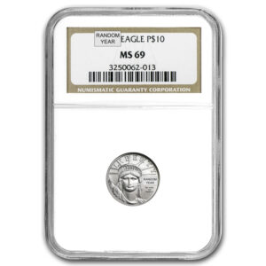 1/10 oz American Platinum Eagle Coin NGC MS69 (Random Year)