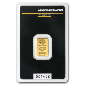 1/10 oz Argor Heraeus Gold Bar For Sale (New w/ Assay)