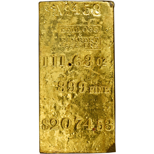 111.63 oz SS Central America Kellogg and Humbert Assayers Gold Bar