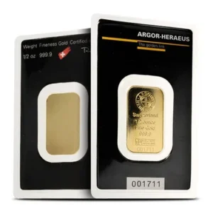 1/2 oz Argor Heraeus Gold Bar For Sale (New in Assay)