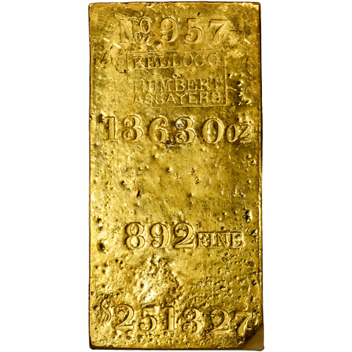 136.3 oz SS Central America Kellogg and Humbert Assayers Gold Bar