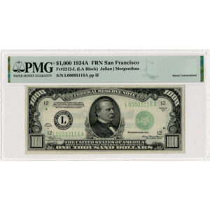1934 $1000 Federal Reserve Note For Sale (PMG AU50+)
