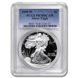 1995-W 1 oz Proof American Silver Eagle Coin PCGS PR70 DCAM