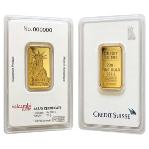 20 Gram Credit Suisse Liberty Gold Bar (New w/ Assay)