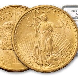 $20 Saint Gaudens Gold Double Eagle Coin “No Motto” AU