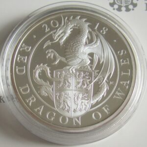 2018 10 oz Proof British Silver Queens Beast Dragon Coin (Box + CoA)