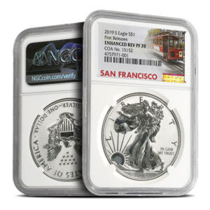 2019-S 1 oz American Silver Eagle Enhanced Reverse Proof Coin NGC PF70 (Varied Label)