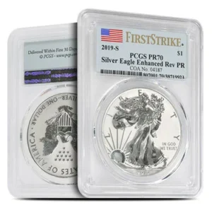 2019-S 1 oz American Silver Eagle Enhanced Reverse Proof Coin PCGS PR70 (Varied Label)