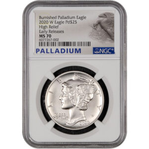 2020-W 1 oz Burnished American Palladium Eagle Coin NGC MS70 ER