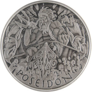 2021 5 oz Antique Tuvalu Gods of Olympus Poseidon Silver Coin