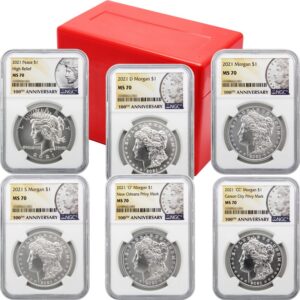 2021 Morgan and Peace Silver Dollar 6-Coin Set NGC MS70