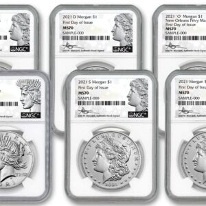 2021 Morgan and Peace Silver Dollar 6-Coin Set NGC MS70 FDOI