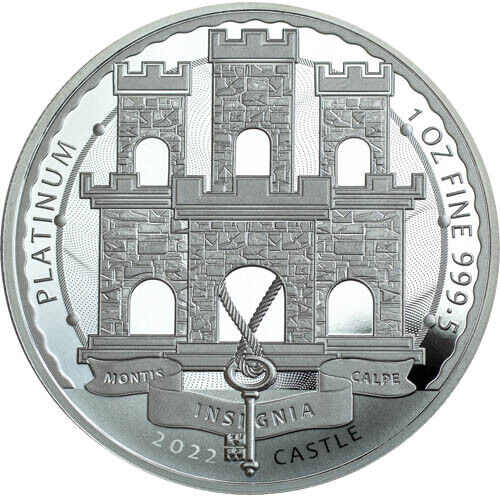 2022 1 oz Gibraltar Platinum Castle Coin