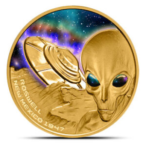 2022 1 oz Proof Niue Gold 75th Anniversary Roswell Flying Saucer Coin
