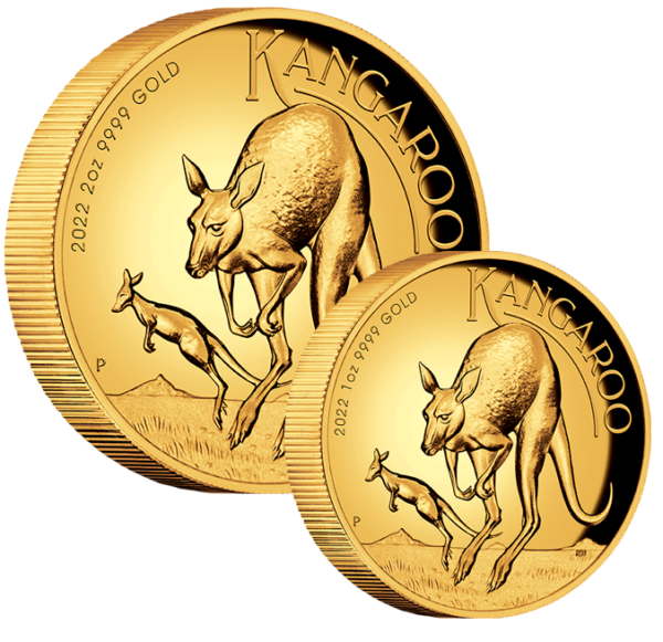 2022 2 oz Proof Australian Gold Kangaroo Coin (High Relief)