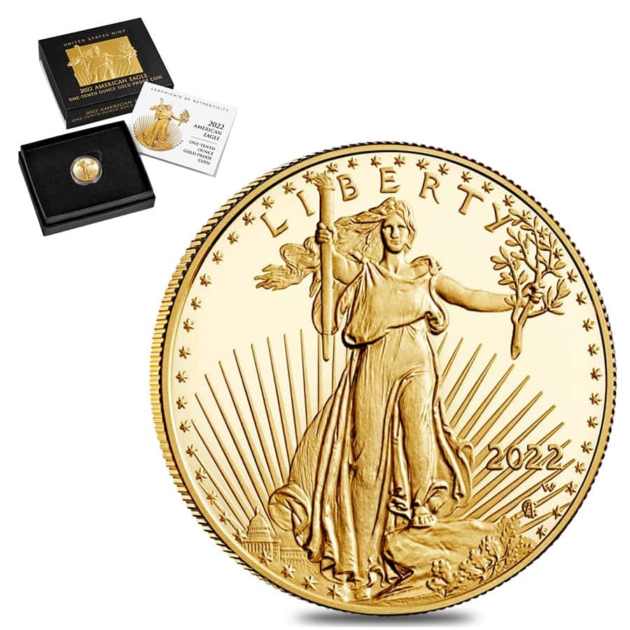 2022-W 1/10 oz Proof American Gold Eagle Coin (Box + CoA)