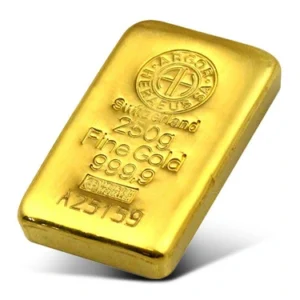 250 Gram Argor Heraeus Cast Gold Bar (New w/ Assay)