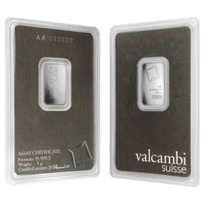 5 Gram Valcambi Platinum Bar For Sale