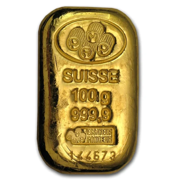 Buy 100 Gram PAMP Suisse Cast Gold Bar (New w/ Assay)