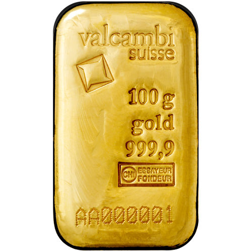 Buy 100 Gram Valcambi Cast Gold Bar (New w/ Assay)