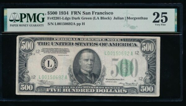 Buy 1934 $500 Federal Reserve Note (PMG Very Fine 25)