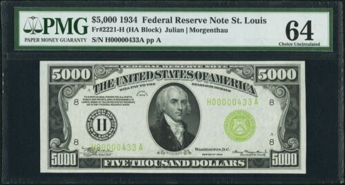 Buy 1934 $5000 Federal Reserve Note (Choice Uncirculated 63 PPQ)