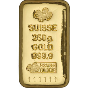 Buy 250 Gram PAMP Suisse Gold Bar (New, Cast w/ Assay)