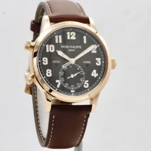 Patek Philippe Calatrava 5524 Travel Time Pilot Rose Gold / Brown Dial - With Box And Papers