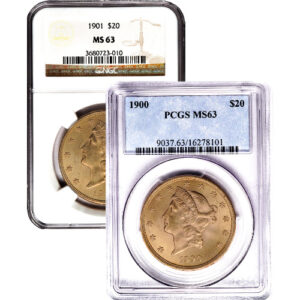 Pre-33 $20 Liberty Gold Double Eagle Coin MS63 (PCGS or NGC)