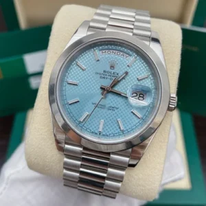 Rolex Day-Date 40 Platinum 228206 40 Ice Blue Motif Dial Box & Papers 2018