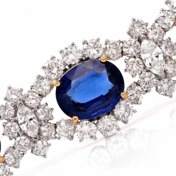 1980s Lady Diana Sapphire Diamond Platinum & Gold Bracelet