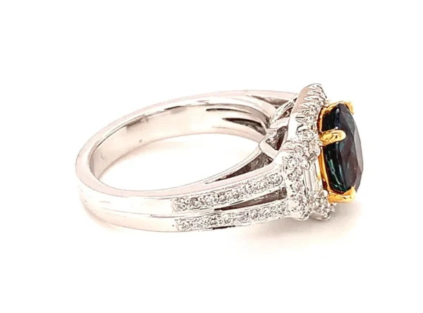 2.02 Carat GIA Certified Alexandrite Chrysoberyl and Diamond Engagement Ring