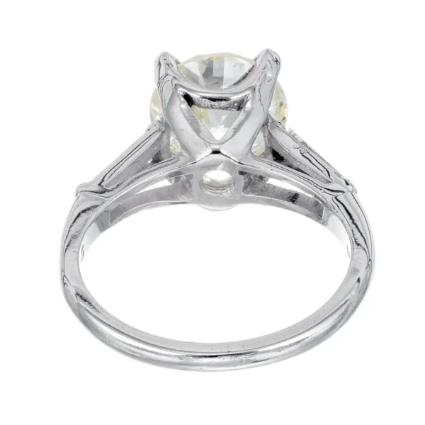 2.53 Carat Round Cut Baguette Diamond Three-Stone Platinum Engagement Ring