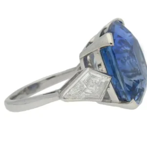 20.13 Carats Natural Unenhanced Ceylon Sapphire Diamond Platinum Ring