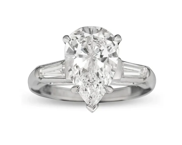 3.02 Carat Pear-Cut Golconda Diamond Platinum Ring