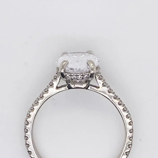 3.50 Carat Oval Diamond Engagement Ring Diamonds on Band 19 Karat Gold