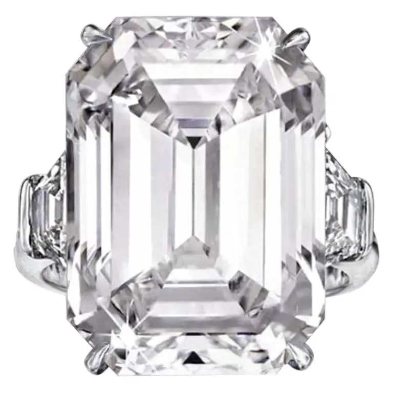 4 Carat Emerald Cut Diamond Platinum Ring GIA Certified