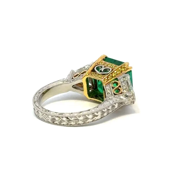 6.18 Carat AGL/AGTA Certified Colombian Emerald and Diamond Ring