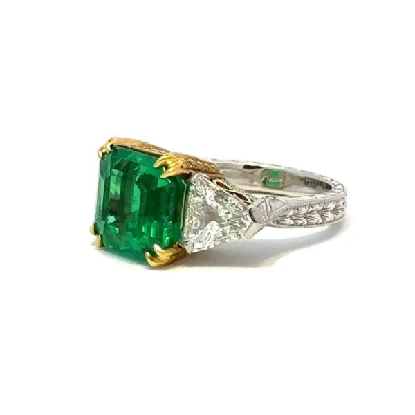 6.18 Carat AGL/AGTA Certified Colombian Emerald and Diamond Ring