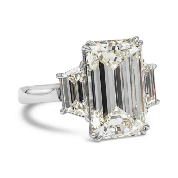 8.96 Carat Emerald Cut Diamond Three-Stone Engagement Ring GIA Certified