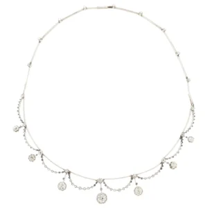 Antique Belle Époque Platinum Diamond Swag Necklace