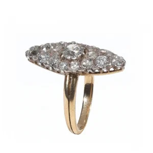 Antique Diamond Silver Gold Cluster Ring