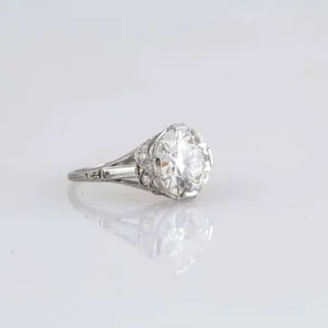 Art Deco 4.06 Carat Old European Cut Diamond Engagement Ring