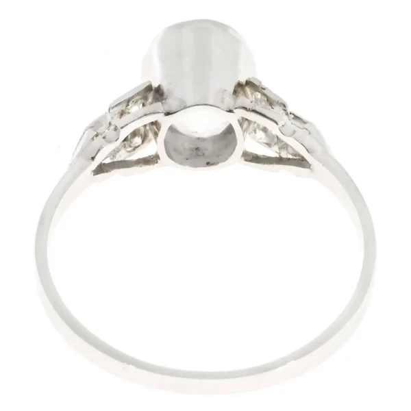 Art Deco Oval 2.06 Carat Sapphire Diamond Platinum Engagement Ring